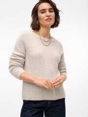VERO MODA Cream Long Sleeve Round Neck Knitted Pullover Jumper - Image 4 of 5