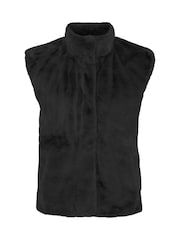 VERO MODA Black Faux Fur Sleeveless Gilet - Image 6 of 6