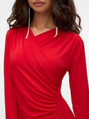 VERO MODA Red Long Sleeve V-Neck Jersey Midaxi Dress - Image 5 of 5