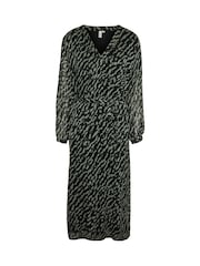 VERO MODA Green Chiffon Belted Animal Midi Dress - Image 5 of 5