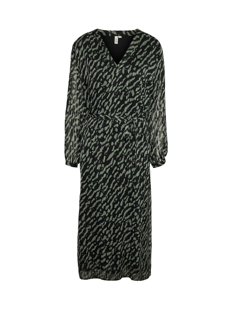 VERO MODA Green Chiffon Belted Animal Midi Dress - Image 5 of 5