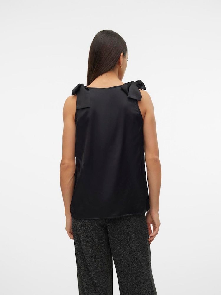 VERO MODA Black Bow Detail V-Neck Satin Blouse - Image 2 of 5
