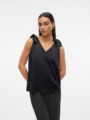 VERO MODA Black Bow Detail V-Neck Satin Blouse - Image 3 of 5