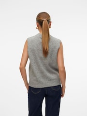 VERO MODA Grey Sleeveless Knitted Button Down Top - Image 2 of 5