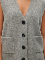 VERO MODA Grey Sleeveless Knitted Button Down Top - Image 4 of 5
