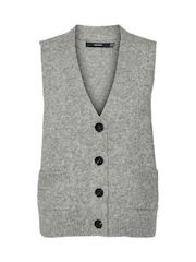 VERO MODA Grey Sleeveless Knitted Button Down Top - Image 5 of 5