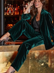 Sosandar Green Petite Luxe Velvet Blazer - Image 1 of 5