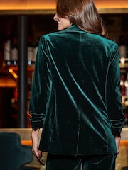 Sosandar Green Petite Luxe Velvet Blazer - Image 4 of 5