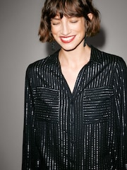 قميص بكُم طويل مزيّن بخطوط لامعة من VERO MODA - صورة 1 من 7