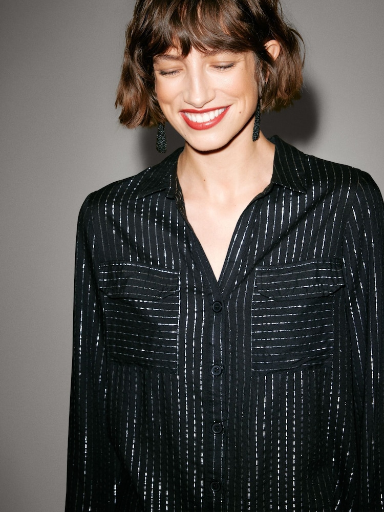 قميص بكُم طويل مزيّن بخطوط لامعة من VERO MODA - صورة 1 من 7