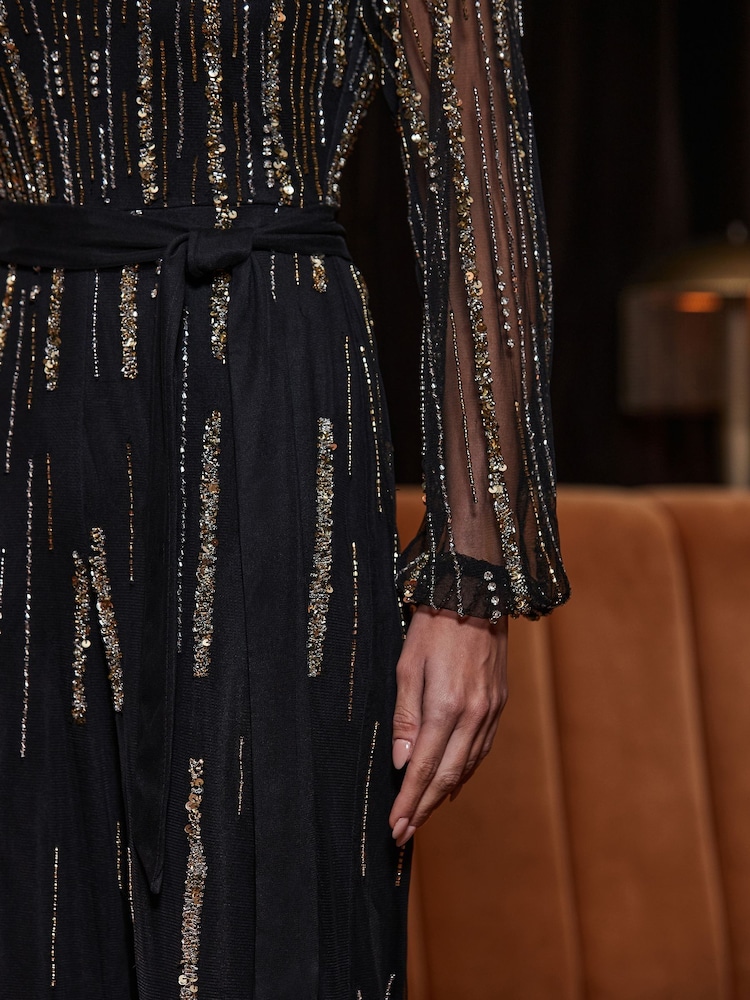 Sosandar Black Luxe Embellishment Jumpsuit - Image 5 of 5 Sosandar Black Luxe Embellishment Jumpsuit - Image 5 of 5