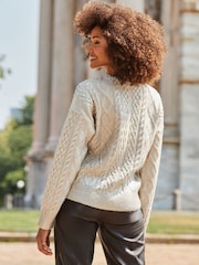 Sosandar Gold Metallic Cable Knit Jumper - Image 4 of 5
