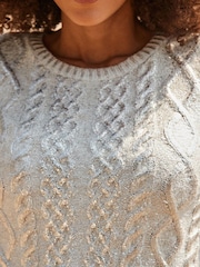 Sosandar Gold Metallic Cable Knit Jumper - Image 5 of 5