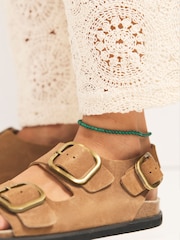 Green Round Beaded Anklet - Image 2 of 5