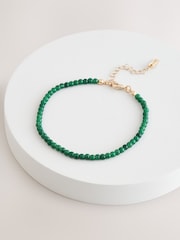 Green Round Beaded Anklet - Image 3 of 5