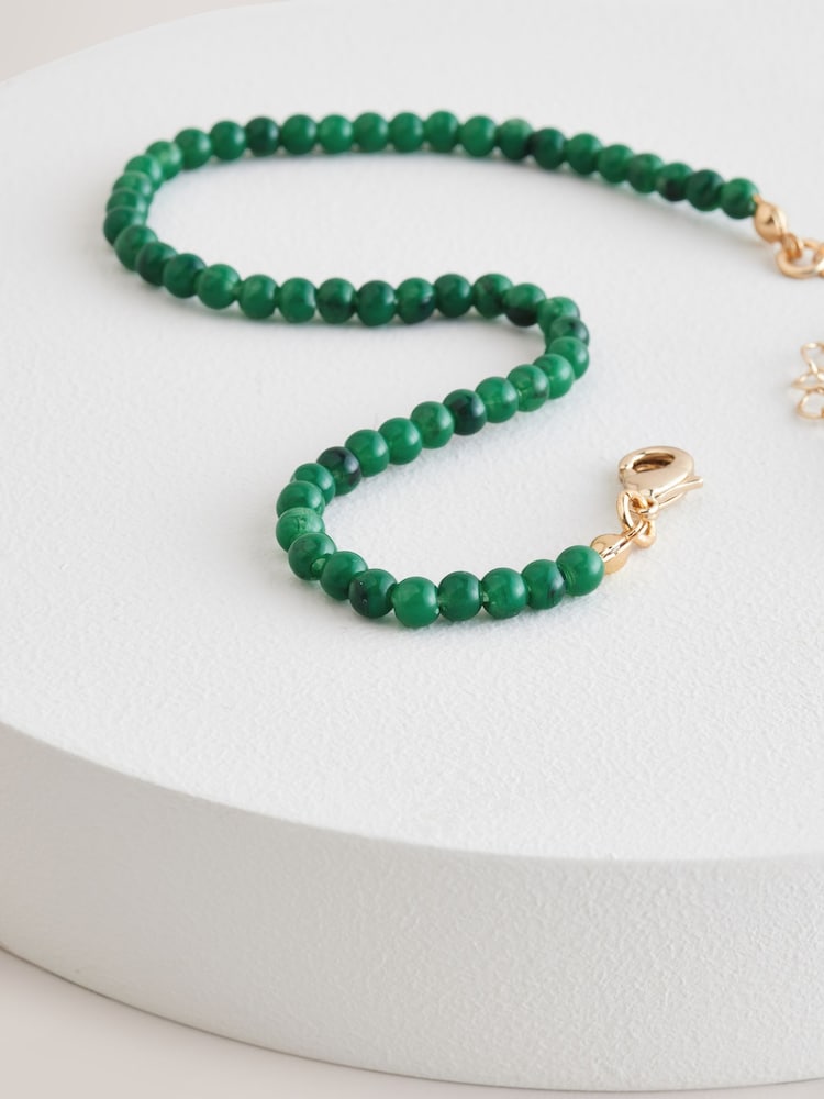 Green Round Beaded Anklet - Image 5 of 5