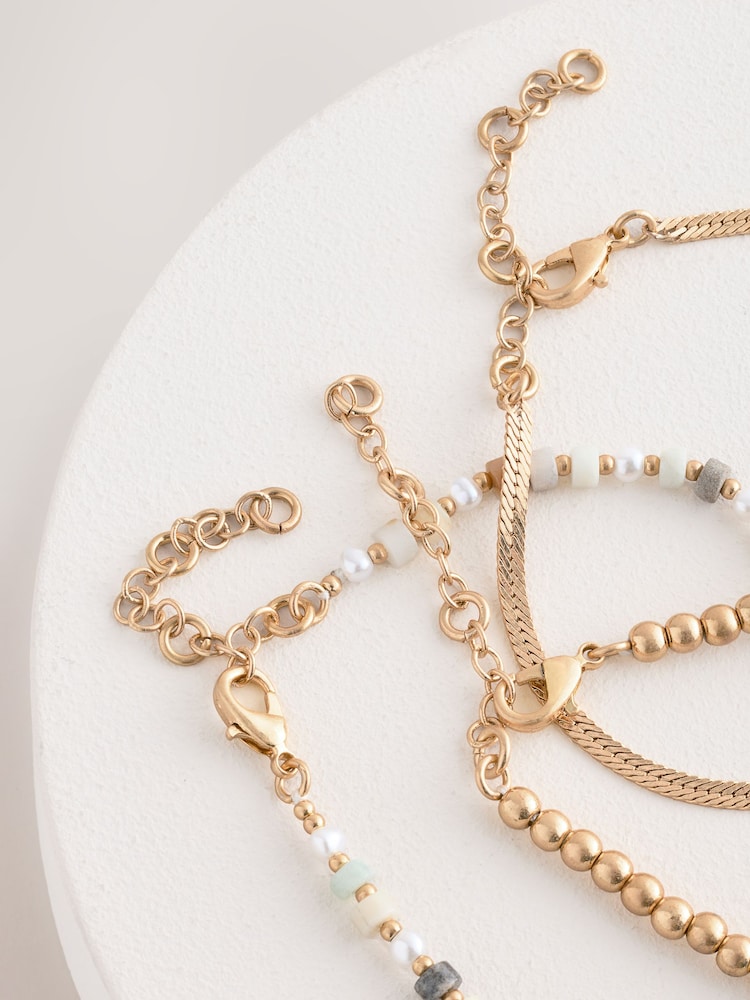 Gold Tone Bead and Shell Anklet Pack - Image 5 of 5