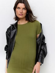 Green Maternity Ribbed Midaxi Dress - Image 5 of 9