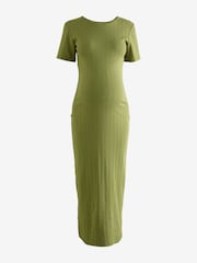 Green Maternity Ribbed Midaxi Dress - Image 6 of 9