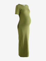 Green Maternity Ribbed Midaxi Dress - Image 7 of 9