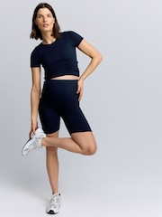 Bleu marine - Short de maternité côtelé sans couture - Image 3 de 10