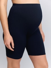 Bleu marine - Short de maternité côtelé sans couture - Image 4 de 10