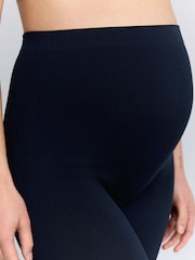 Bleu marine - Short de maternité côtelé sans couture - Image 6 de 10