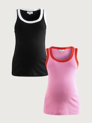 Negro/rosa - Pack de 2 camisetas sin mangas de premamá - Imagen 1 de 13