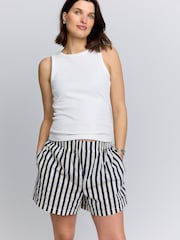 Navy Stripe Maternity Pull On Shorts - Image 1 of 8