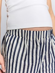 Navy Stripe Maternity Pull On Shorts - Image 4 of 8