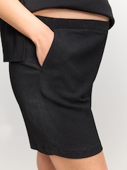 Black Maternity Pull On Textured Shorts - Image 4 of 8