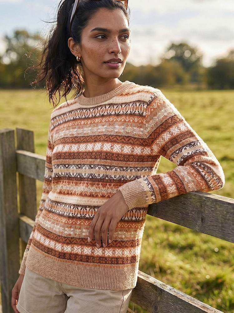 Roman Orange Fairisle Soft Knit Jumper - Image 1 of 4 Roman Orange Fairisle Soft Knit Jumper - Image 1 of 4