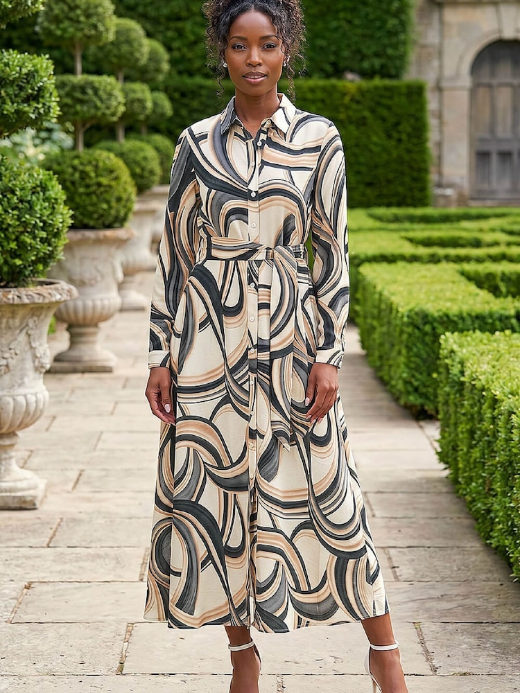 abstract print dress long sleeve ASOS Design - Maxi Dress - Women - Viscose/Polyester - 10 US