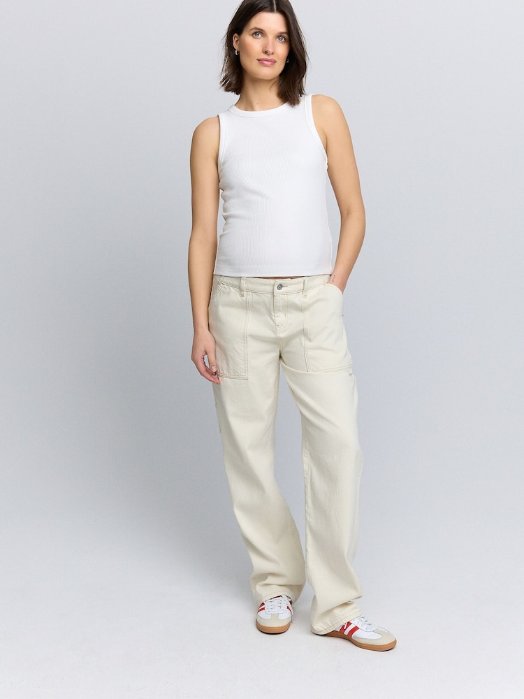 Ecru Maternity Carpenter Jeans - Image 1 of 8