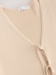 Oatmeal Maternity Tie Front Knitted Vest - Image 10 of 10