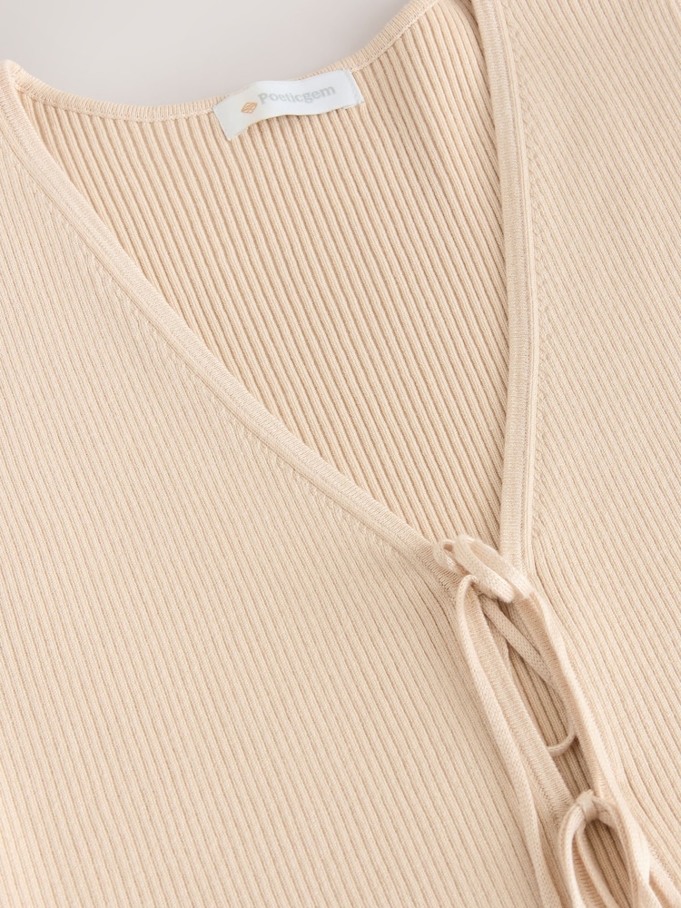 Oatmeal Maternity Tie Front Knitted Vest - Image 10 of 10
