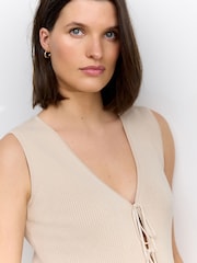 Oatmeal Maternity Tie Front Knitted Vest - Image 6 of 10