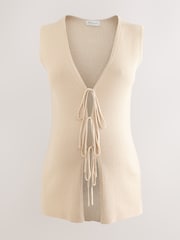 Oatmeal Maternity Tie Front Knitted Vest - Image 7 of 10
