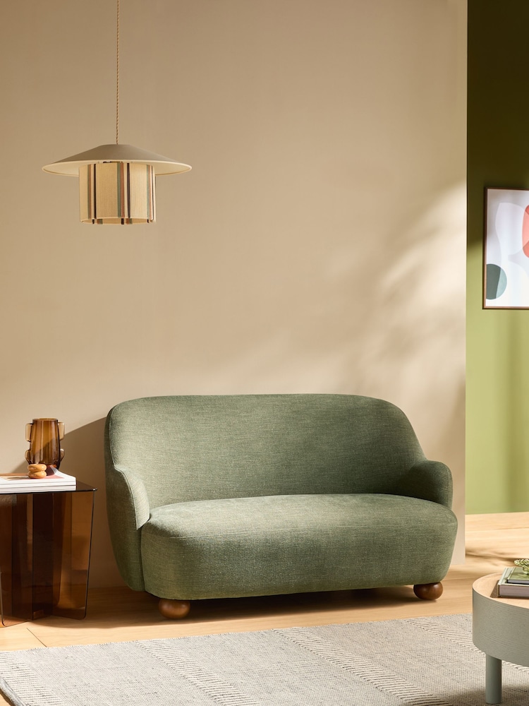 MADE.COM Green Soft Textured Weave Ellio 2 Seater Sofa - Image 1 of 6
