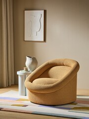 MADE.COM Caramel Brown Boucle Seattle Accent Chair - Image 1 of 5