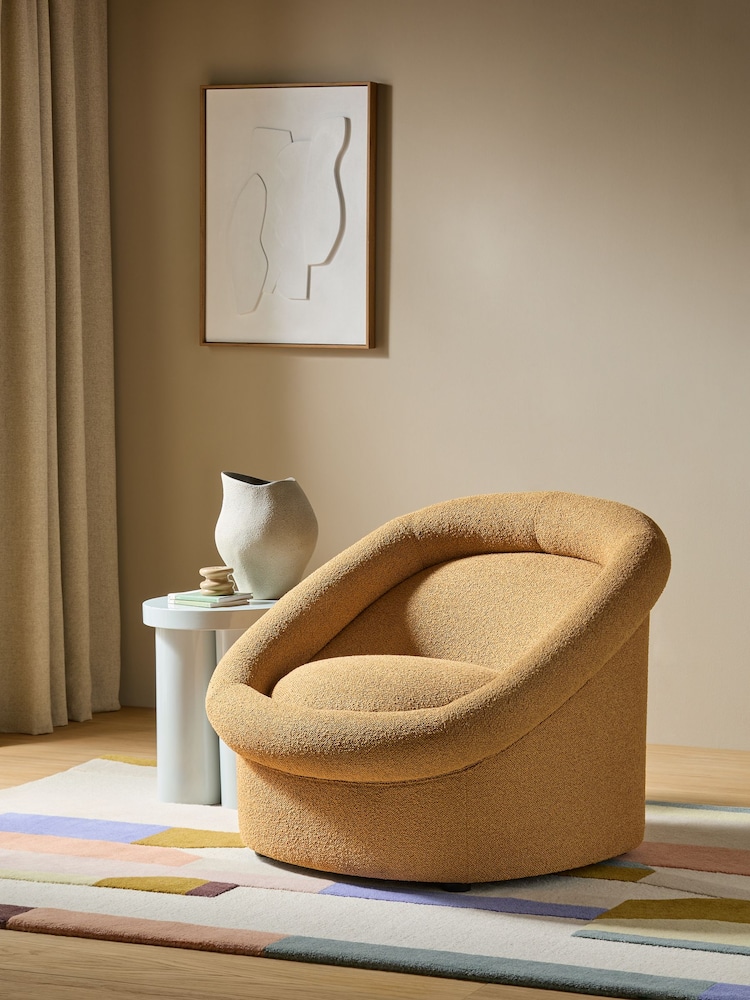 MADE.COM Caramel Brown Boucle Seattle Accent Chair - Image 1 of 5