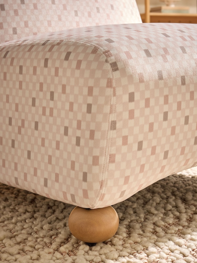 MADE.COM Nude Checked Velvet Elwen Accent Chair - Image 2 of 5