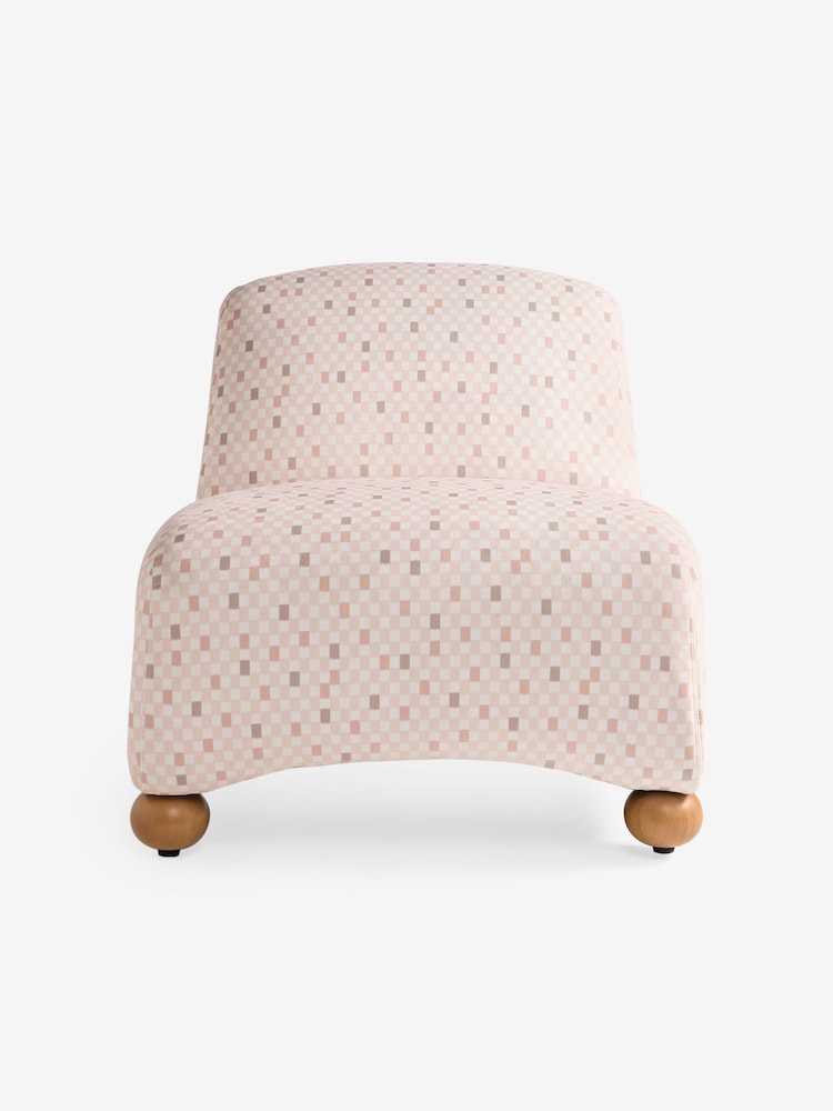 MADE.COM Nude Checked Velvet Elwen Accent Chair - Image 5 of 5 MADE.COM Nude Checked Velvet Elwen Accent Chair - Image 5 of 5