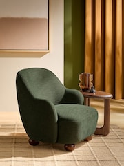 MADE.COM Green Soft Textured Weave Ellio Accent Chair - Image 1 of 6