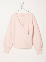 FatFace Bonnie Pale Pink Sparkle Wrap Cardigan - Image 4 of 4