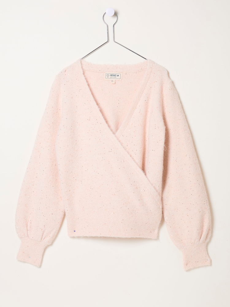 FatFace Bonnie Pale Pink Sparkle Wrap Cardigan - Image 4 of 4 FatFace Bonnie Pale Pink Sparkle Wrap Cardigan - Image 4 of 4
