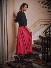 FatFace Malia Red Jacquard Midi Skirt - Image 2 of 5