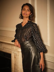 FatFace Olie Black Metallic Blouse - Image 2 of 6