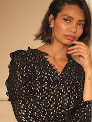 FatFace Olie Black Metallic Blouse - Image 3 of 6