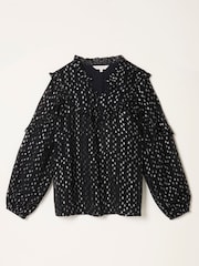 FatFace Olie Black Metallic Blouse - Image 5 of 6